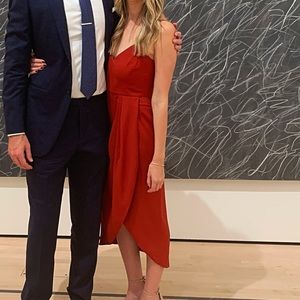 Red mid length dress